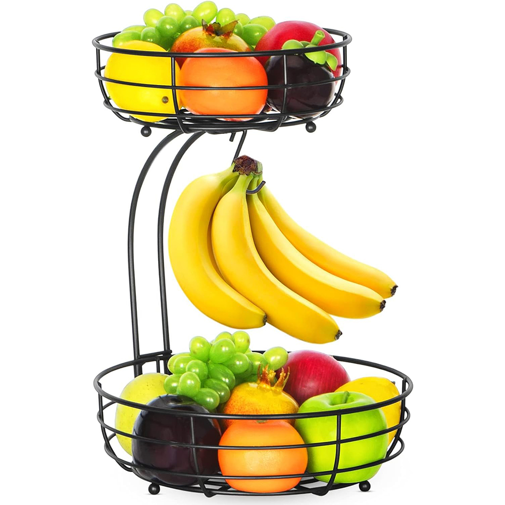 Food Storage Types - LMETJMA Mangkuk Keranjang Buah 2 Tingkat