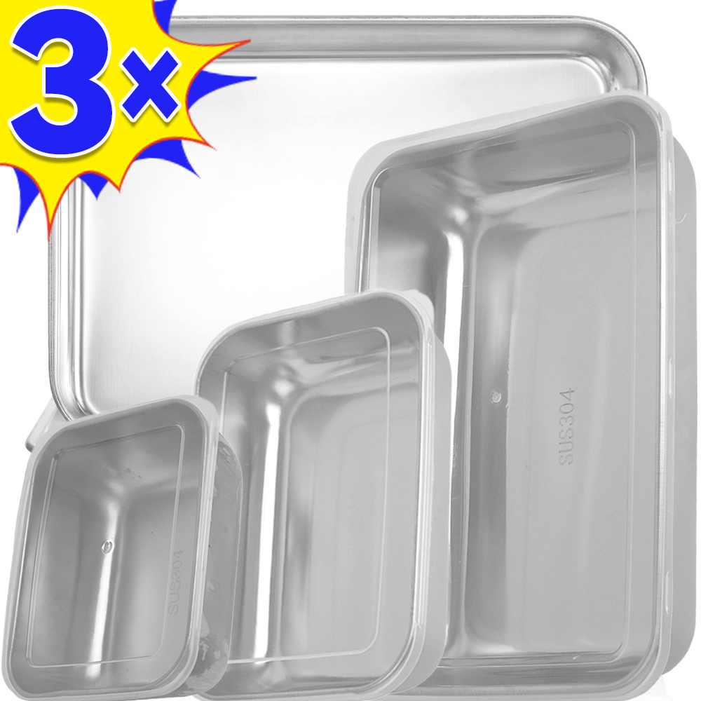 Food Storage Square Containers - Kotak penyimpan makanan Stainless Steel, kotak