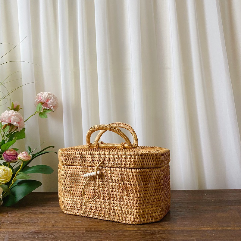 Bread Box Bamboo - Kotak Penyimpanan Rotan Tenun Tangan Dapur