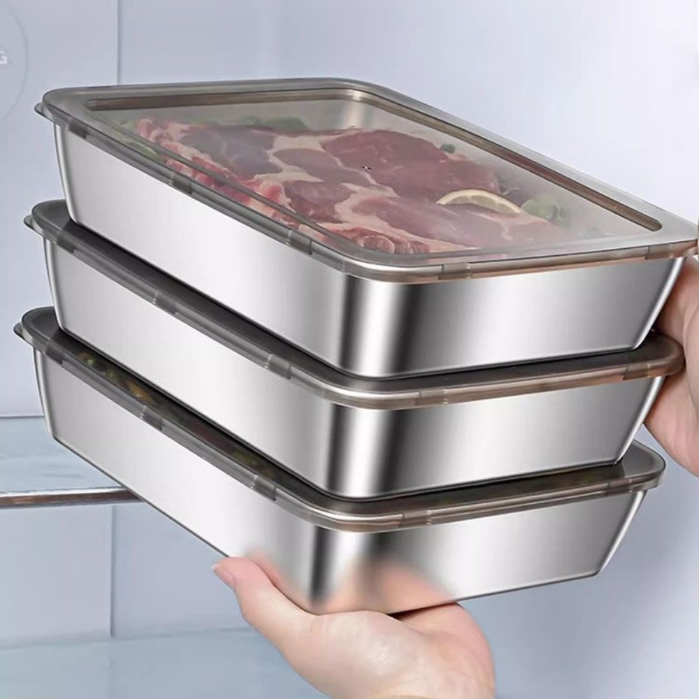 Food Storage Square Containers - Nampan Sajian Stainless Steel Food Grade