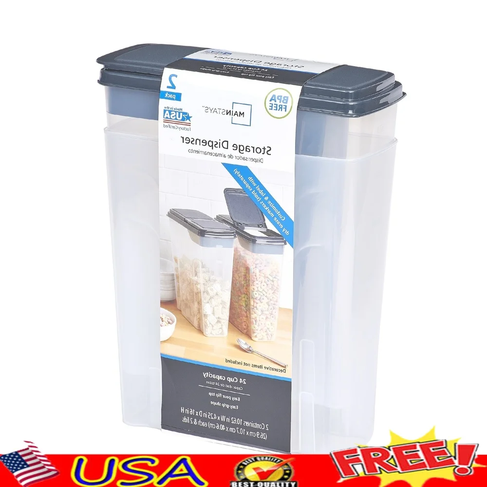 Food Storage Quart Containers - 2 Pak Wadah Dispenser Sereal Plastik