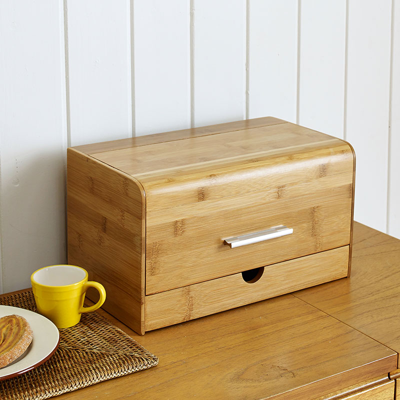 Kotak roti anti debu Kotak pen - Bread Box Bamboo ulasan dan harga