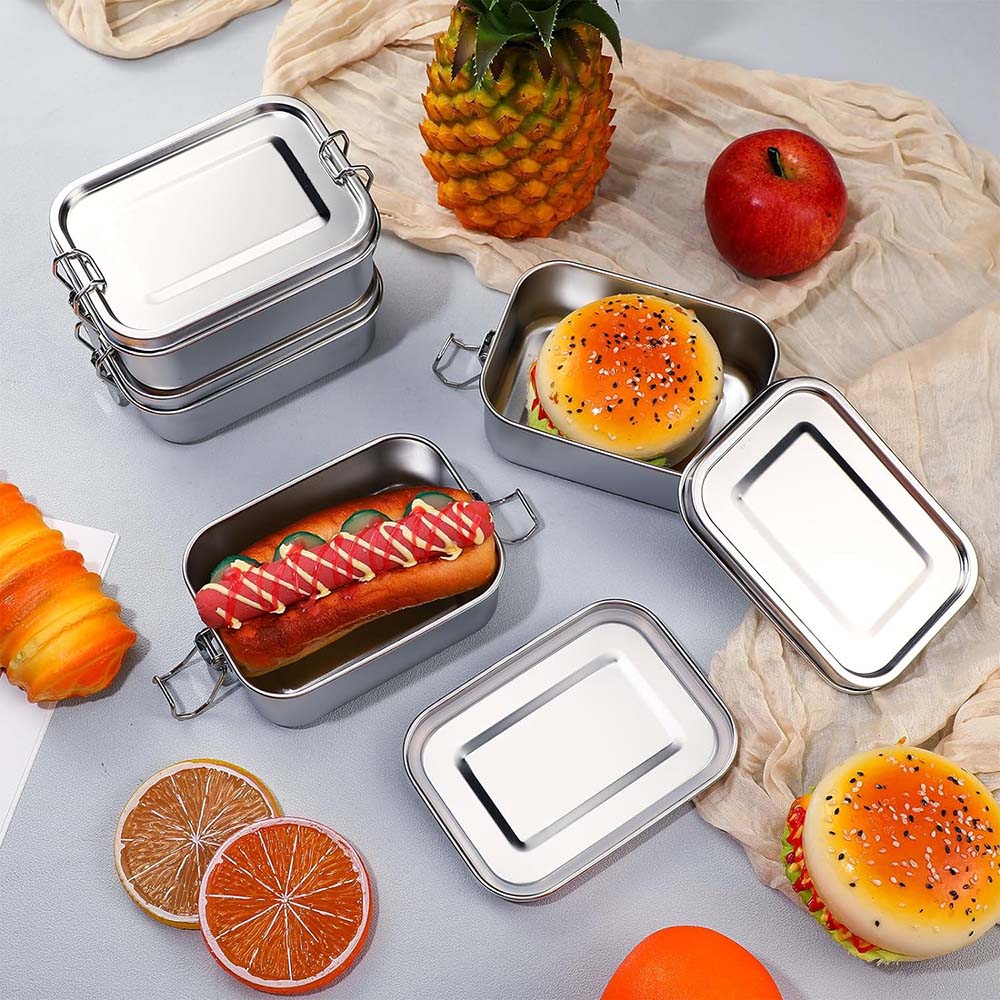 4 buah kotak Bento baja tahan  - Food Storage Metal Box ulasan dan harga