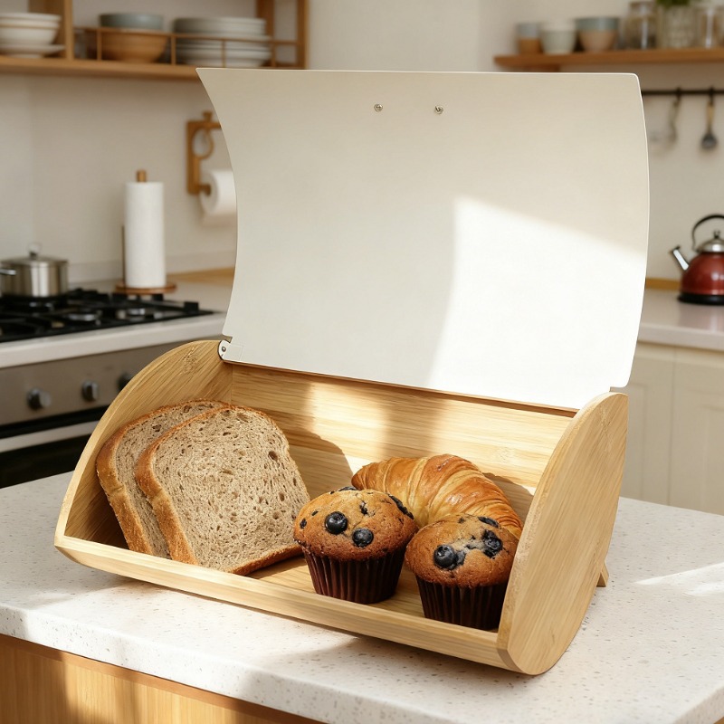Kotak roti berpenutup bambu, k - Bread Box Bamboo ulasan dan harga
