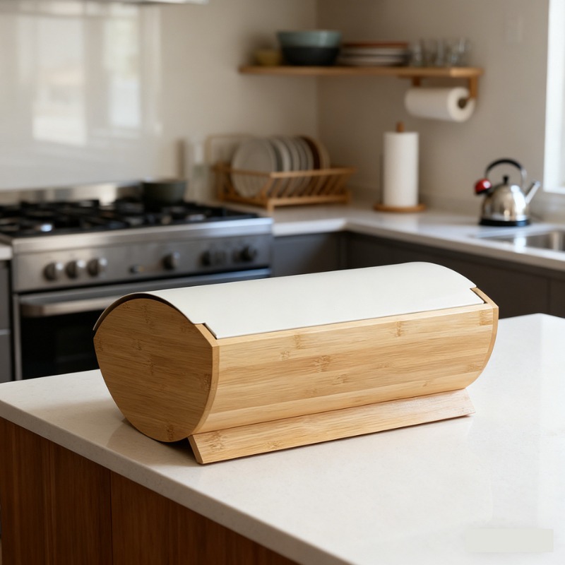 Kotak roti berpenutup bambu, k - Bread Box Bamboo ulasan dan harga