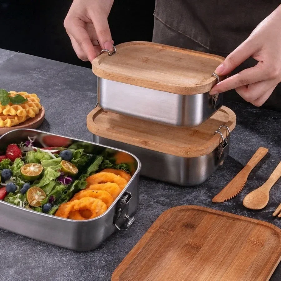 Kotak Makan Siang Tutup Bambu  - Food Storage Square Containers ulasan dan harga