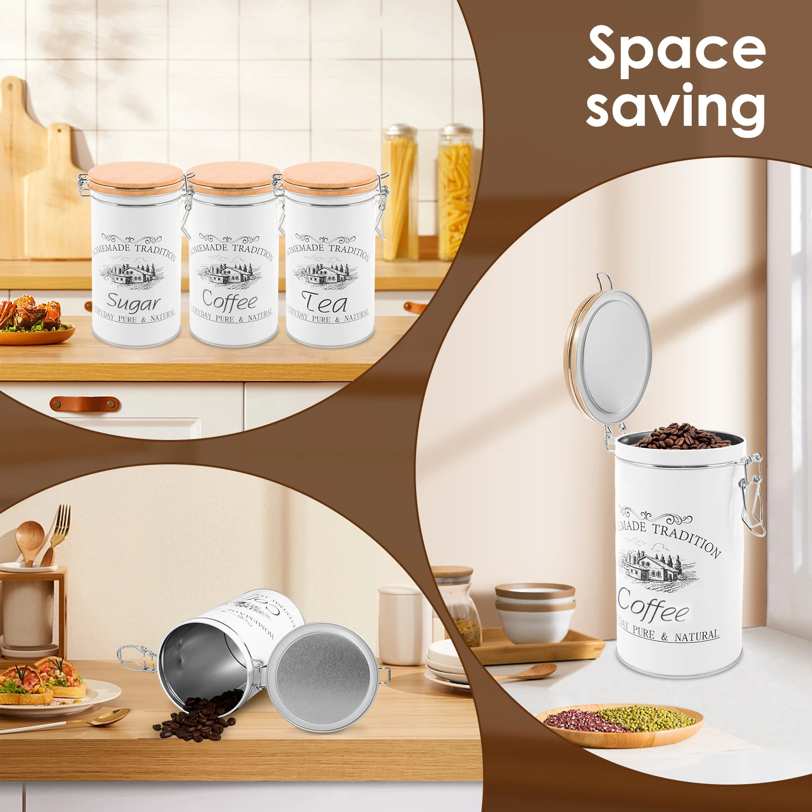 3 Buah/Set Wadah Teh Kopi Gula - Food Storage Metal Box ulasan dan harga