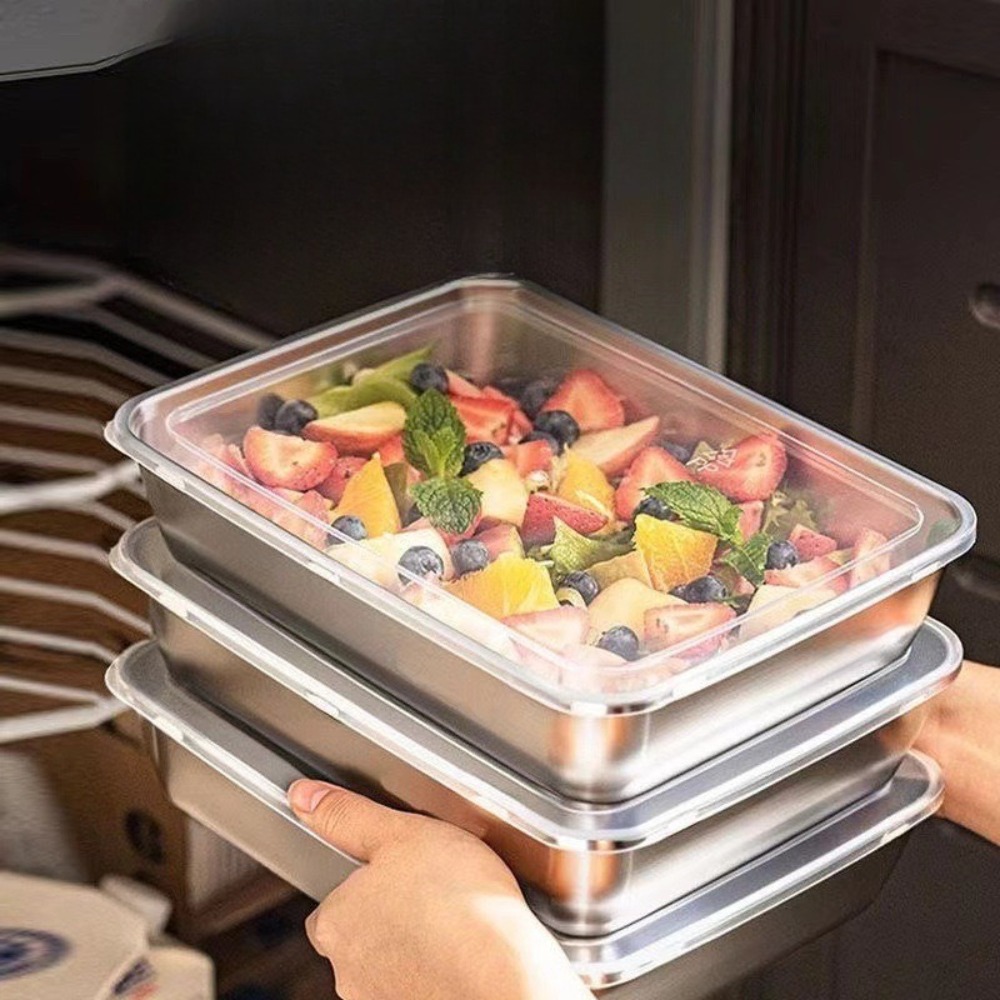 Nampan Sajian Stainless Steel  - Food Storage Square Containers ulasan dan harga