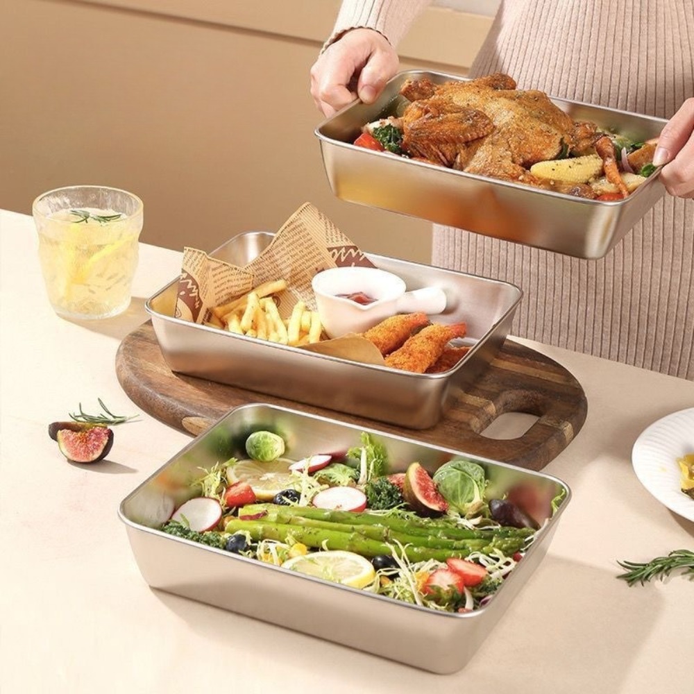 Nampan Sajian Stainless Steel  - Food Storage Square Containers ulasan dan harga